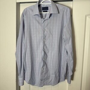 David Donahue Trim Fit Dress Shirt 16.5 Mens Performance Check 34/35 Sleeve